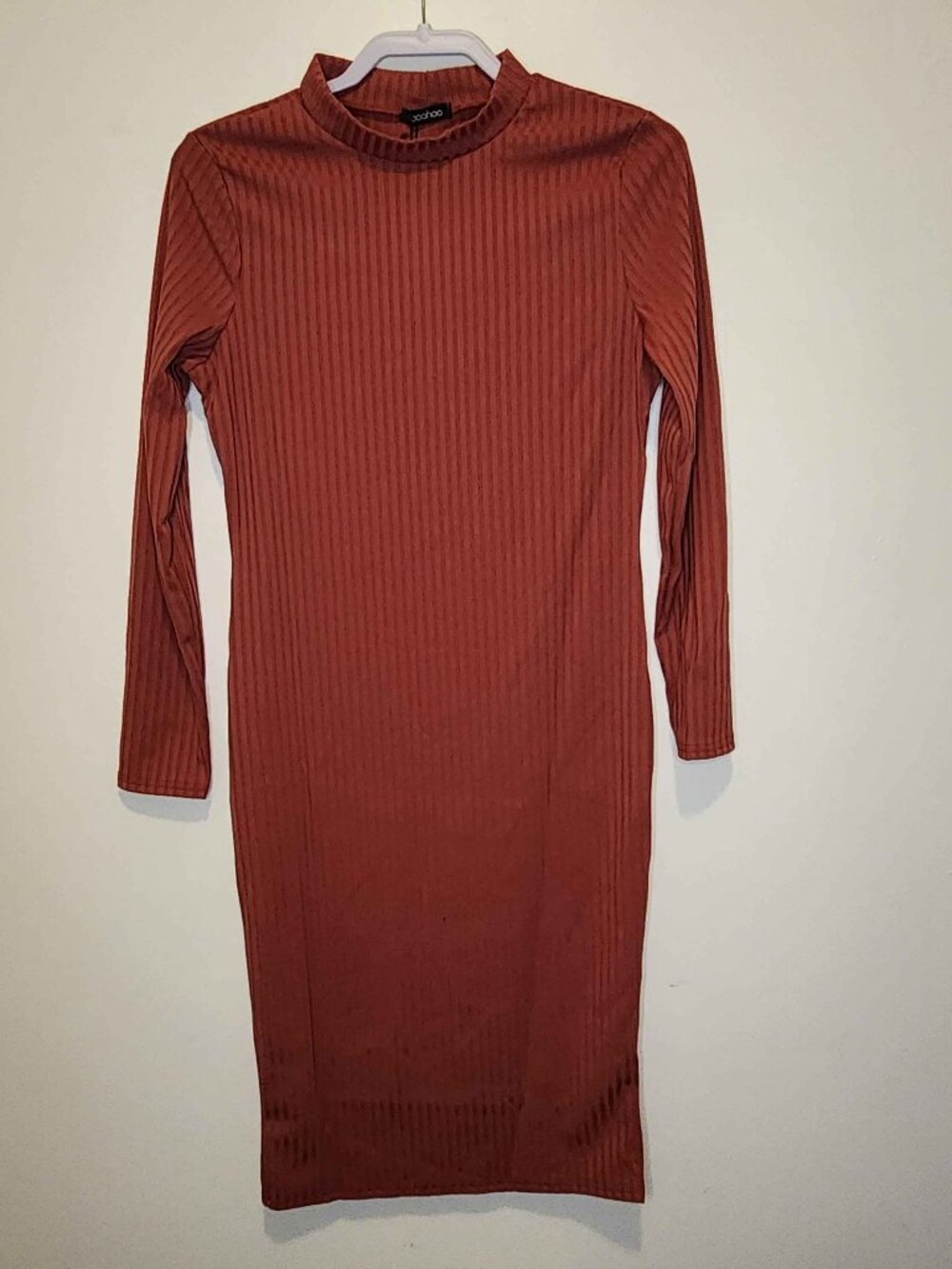 Ribbed Long Sleeve Midi Dress - SIZE 14